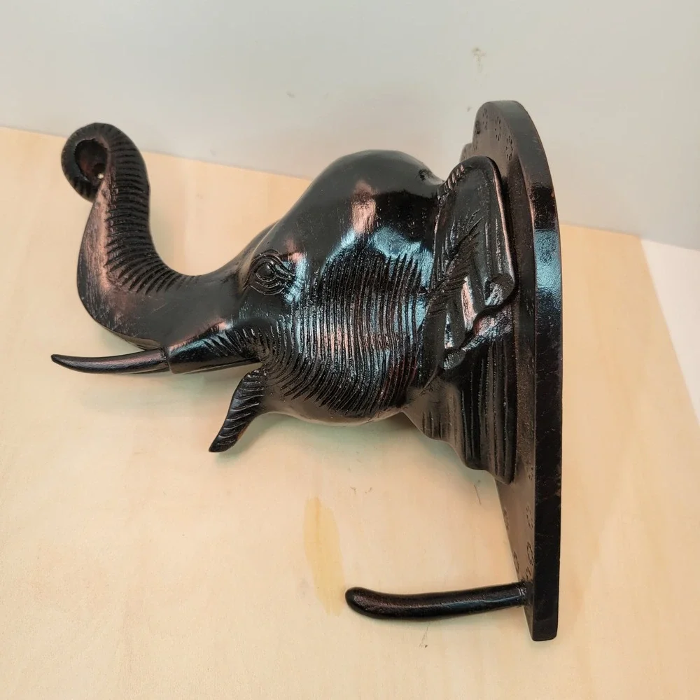 Unique Black‎ Elephant Head Wall Hook Coat Hat Key Holder Decorative